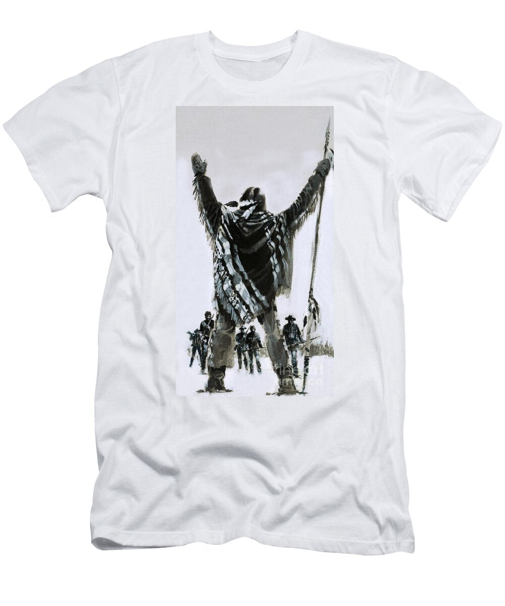 Unidentified Native American Indian Standing Before US Cavalrymen Graham Coton T-Shirt