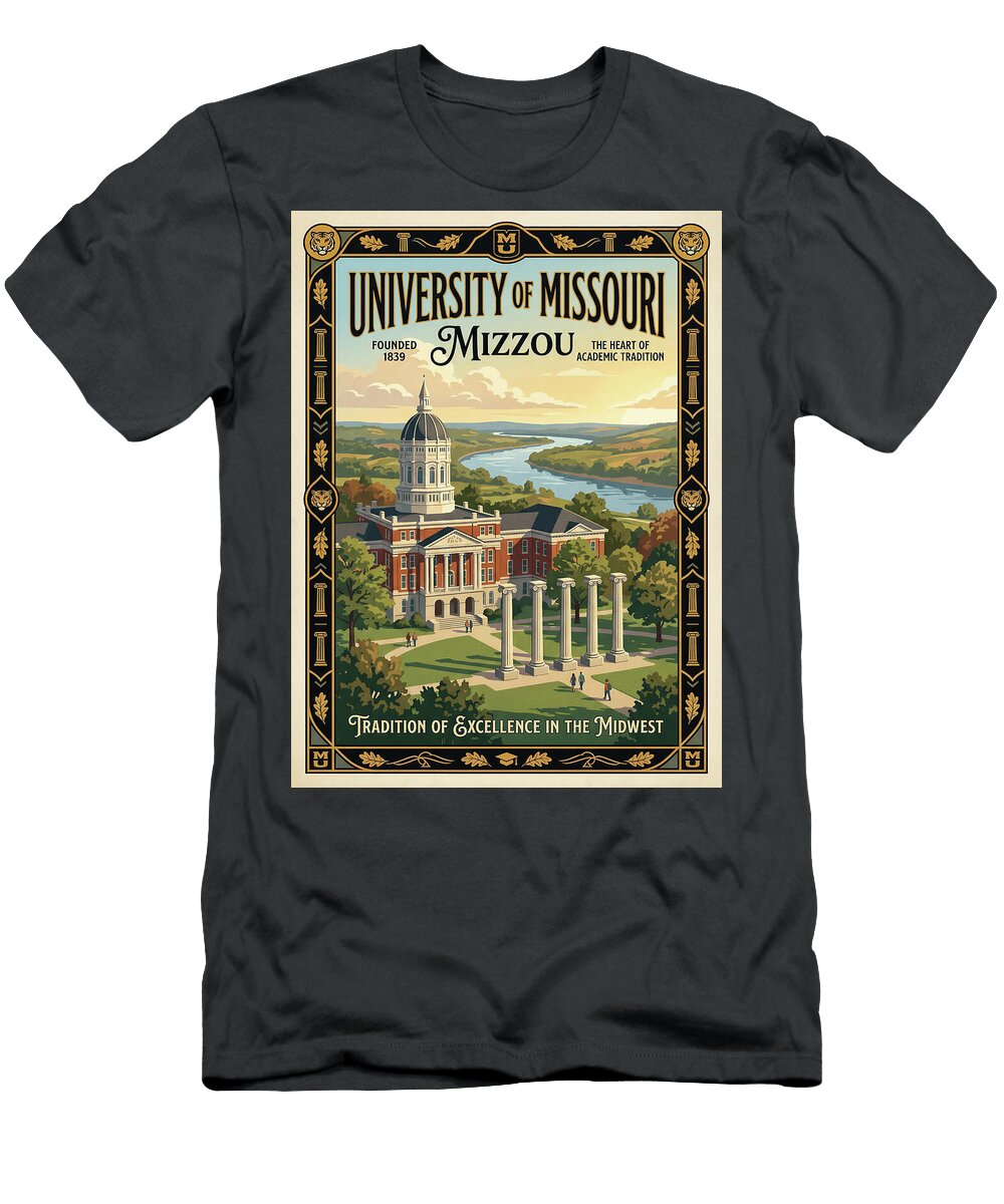 University of Missouri Campus Iconic Vintage Travel Poster Sampadart Gallery T-Shirt