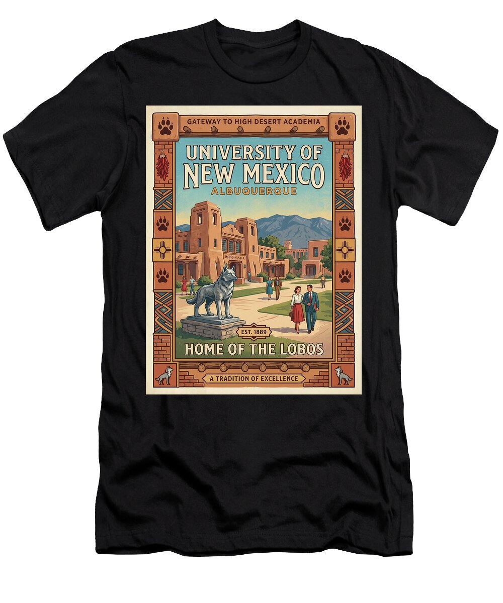University of New Mexico Campus Iconic Vintage Travel Poster Sampadart Gallery T-Shirt
