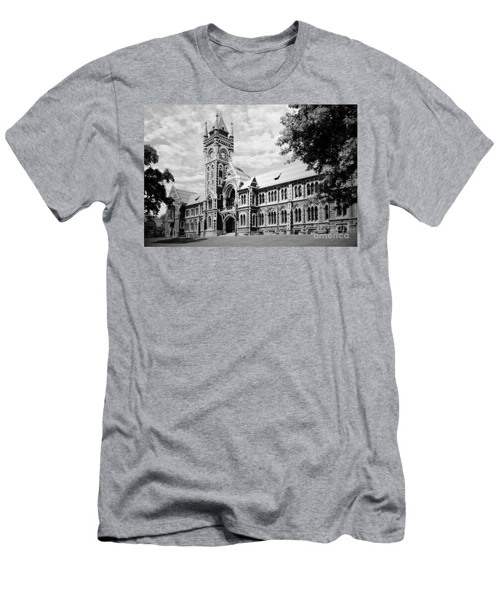 University of Otago Clocktower Neo Gothic Academic Heritage Black and White Dmr Filho T-Shirt