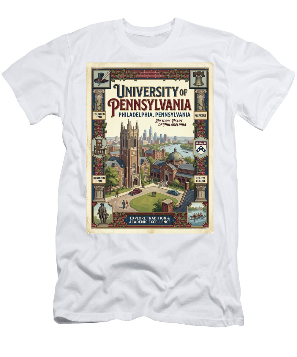 University of Pennsylvania Iconic Vintage Travel Poster Sampadart Gallery T-Shirt