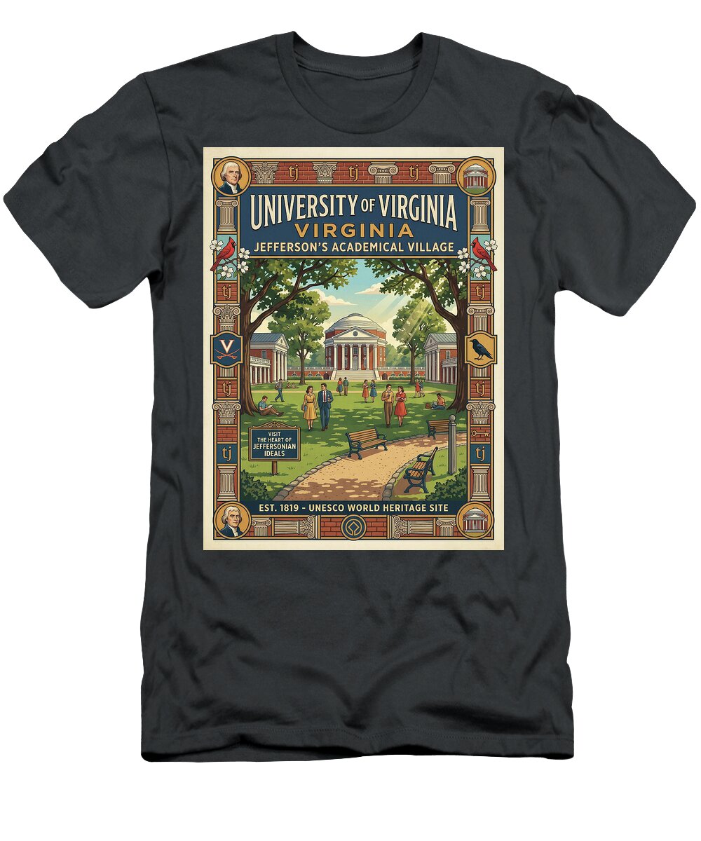 University of Virginia Campus Scene Iconic Vintage Travel Poster Sampadart Gallery T-Shirt