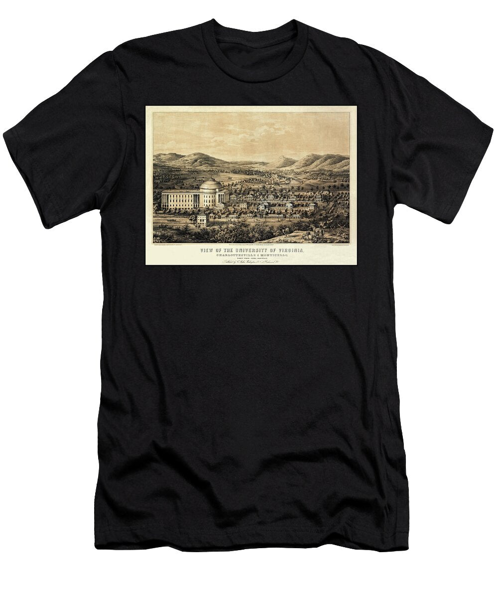 University of Virginia Vintage Map Birds Eye View 1856 Carol Japp T-Shirt