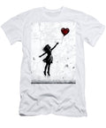 Urban Stencil Girl with Red Heart Balloon Street Art Style Mural Jade Willson T-Shirt