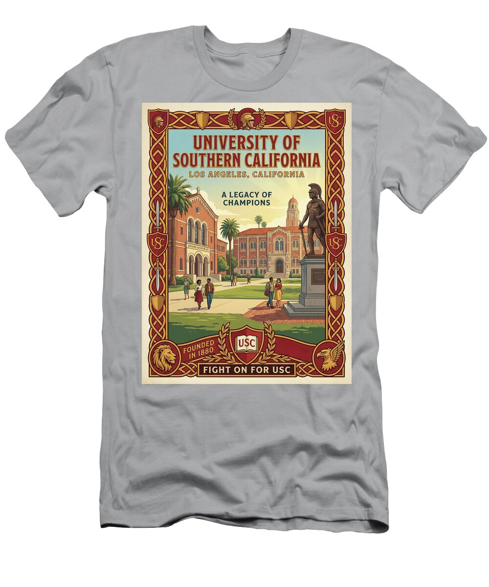 Usc Campus Legacy Iconic Vintage Travel Poster Sampadart Gallery T-Shirt