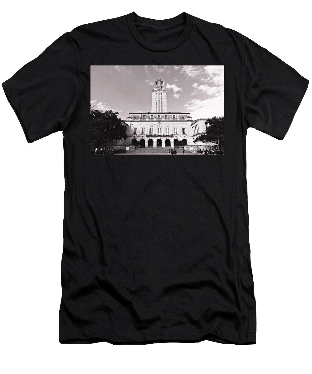 Ut Tower University of Texas Austin Black and White Dmr Filho T-Shirt