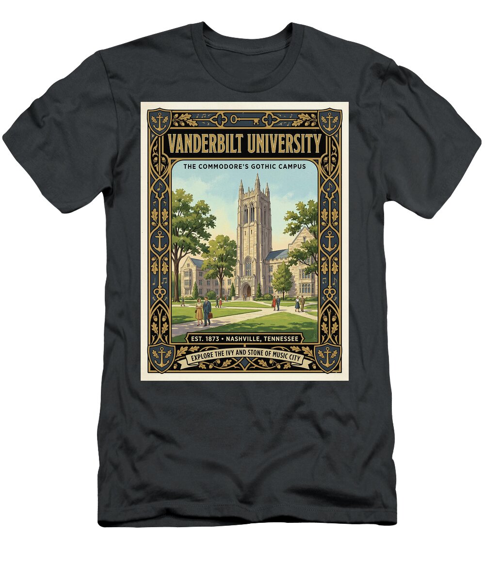 Vanderbilt University Gothic Campus Iconic Vintage Travel Poster Sampadart Gallery T-Shirt
