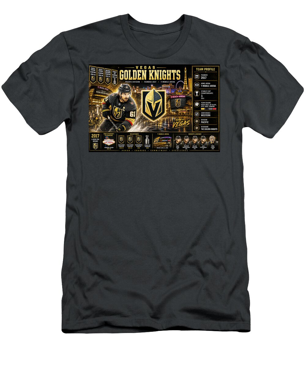 Vegas Golden Knights Hockey Profile Kevin Walker and Pixel Reverie T-Shirt