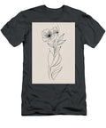 Vertical Line Art Flower and Leaves Minimalist Botanical Illustration Inciso Digitale T-Shirt