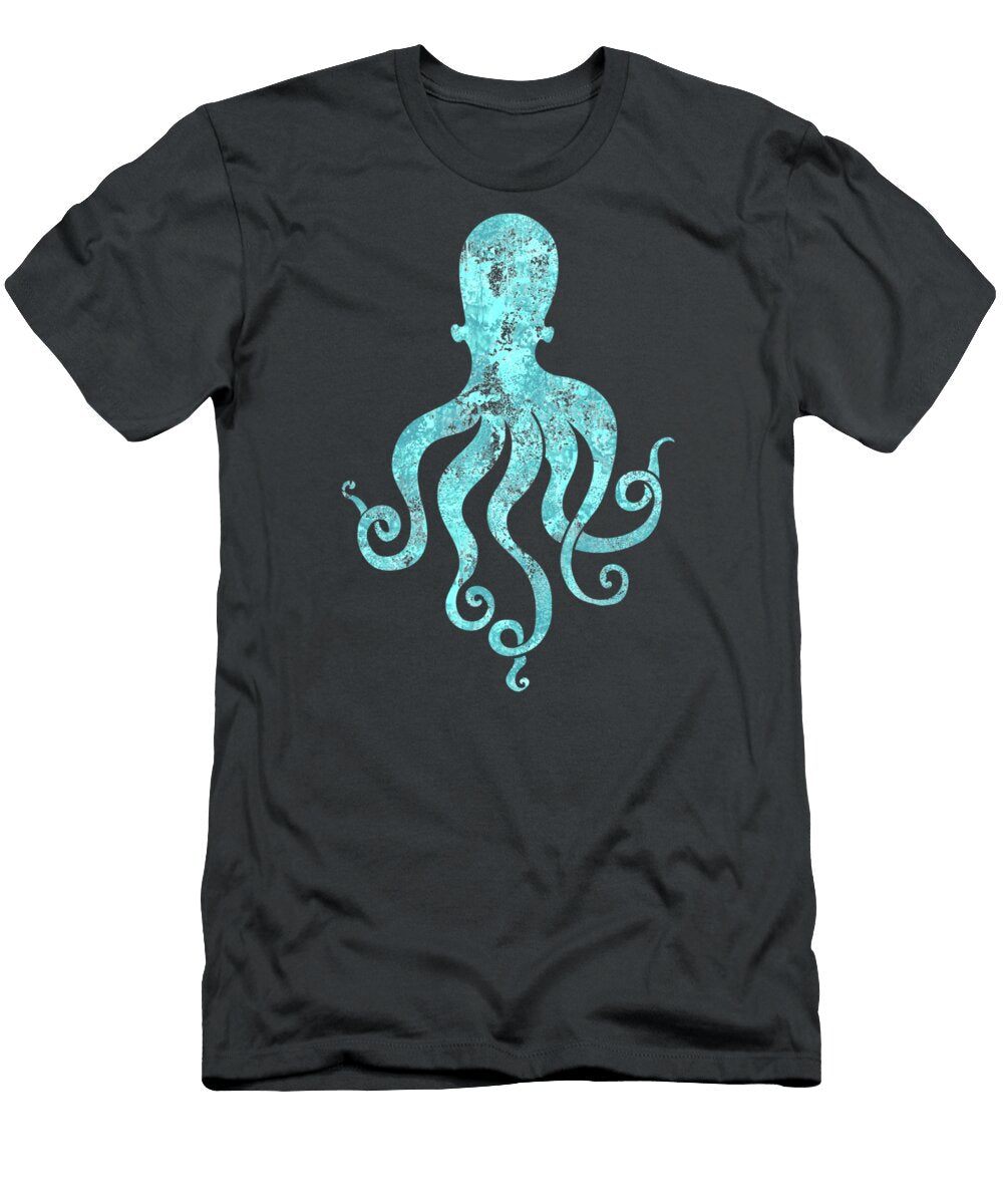 Vibrant Blue Octopus Beach House Coastal Art Tina Lavoie T-Shirt