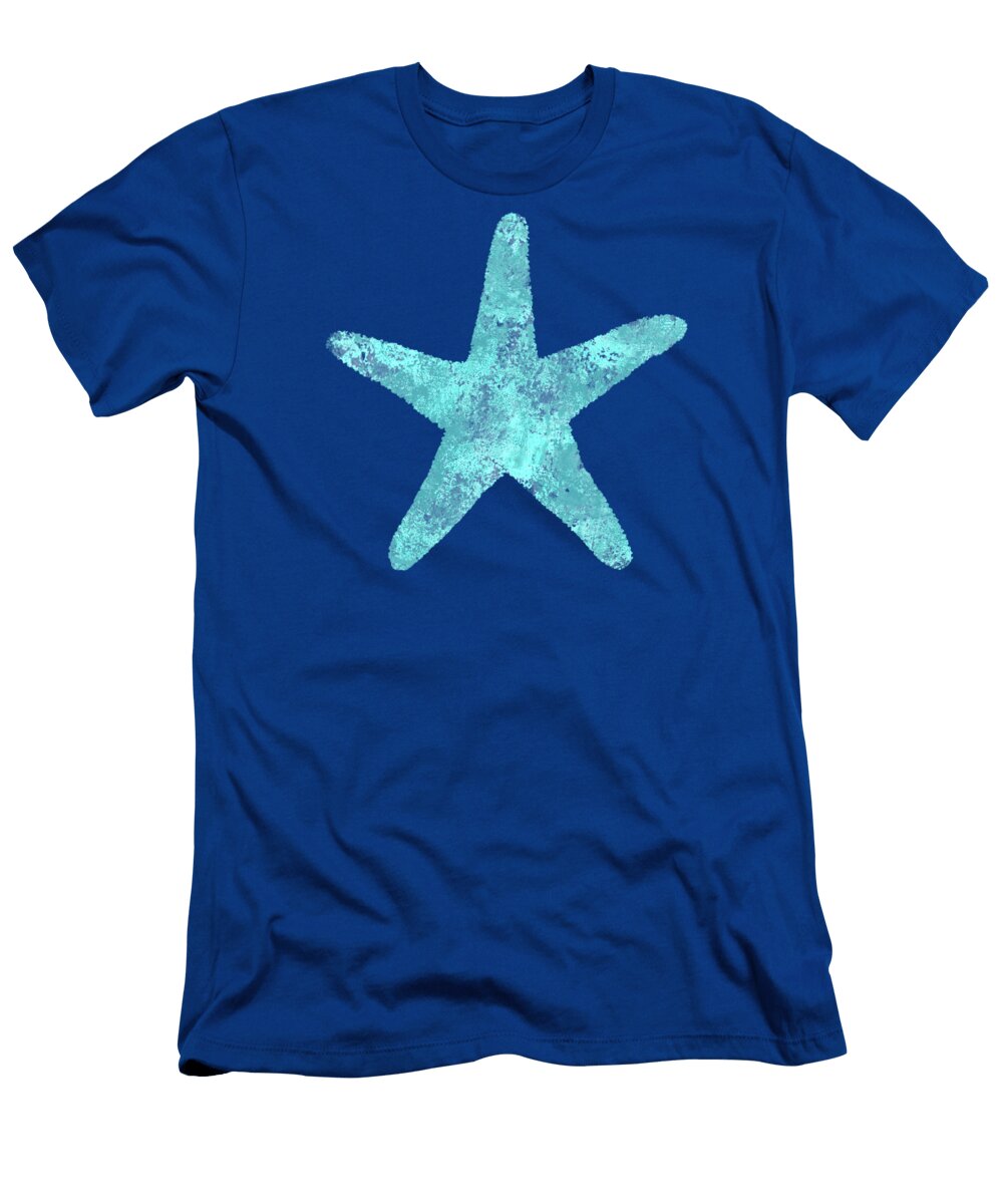 Vibrant Blue Sea Star Beach House Coastal Art Tina Lavoie T-Shirt