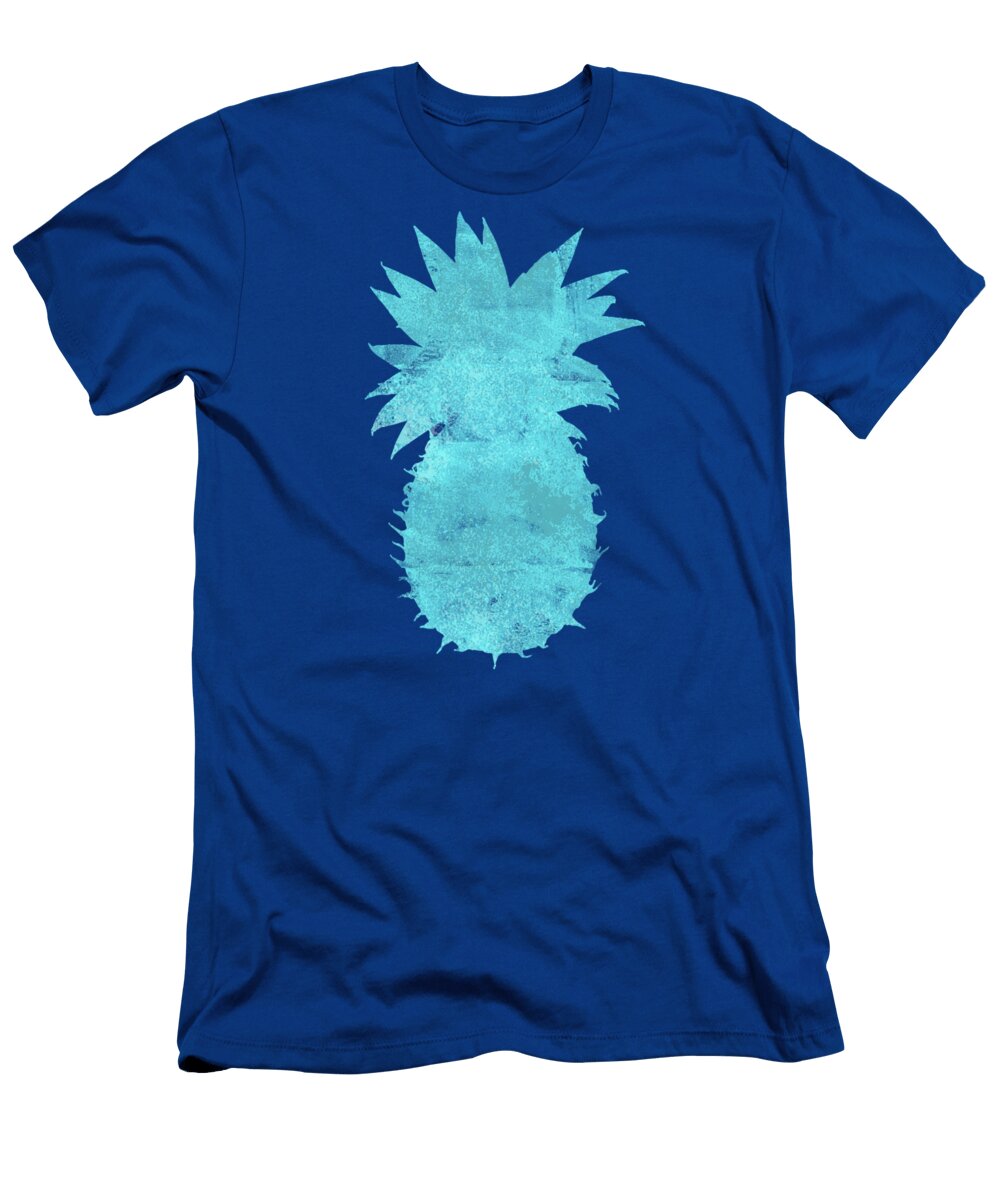 Vibrant Blue Tropical Pineapple Beach House Coastal Art Tina Lavoie T-Shirt