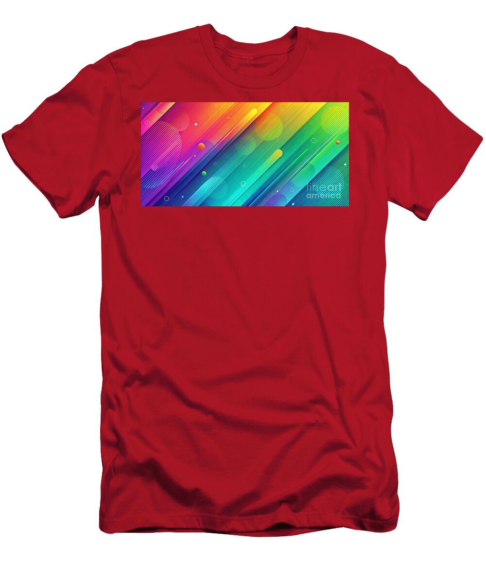 Vibrant Colors Blend Across Diagonal Lines with Halftone Dotted Patterns and Circular Bokeh Effects Odon Czintos T-Shirt