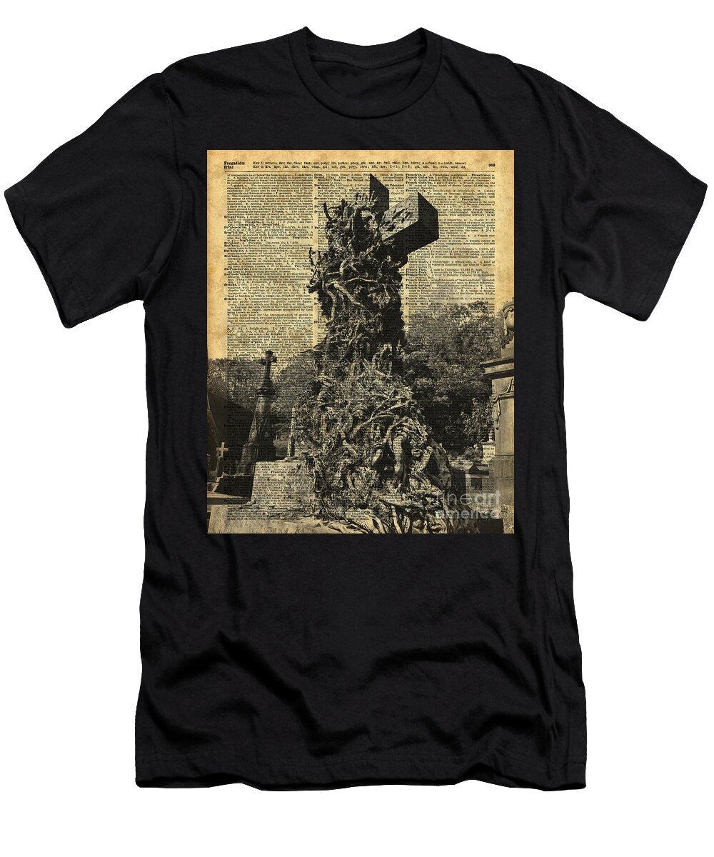 Victorian Gothic Graves Over Antique Dictionary Book Page Jacob Kuch T-Shirt
