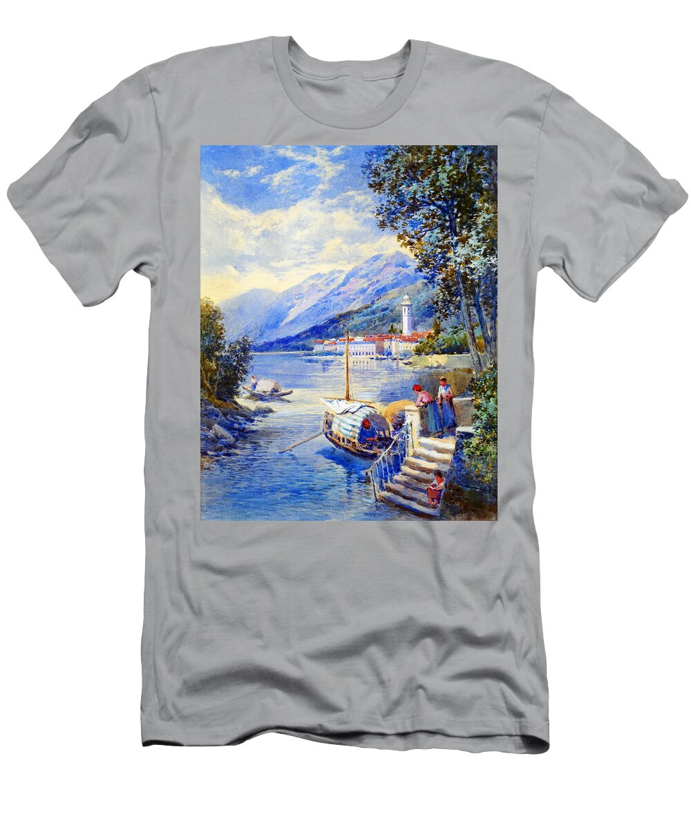 View of Pallanza on Lago Di Maggiore Charles Edmund Rowbothamcharles Edmund Rowbotham T-Shirt