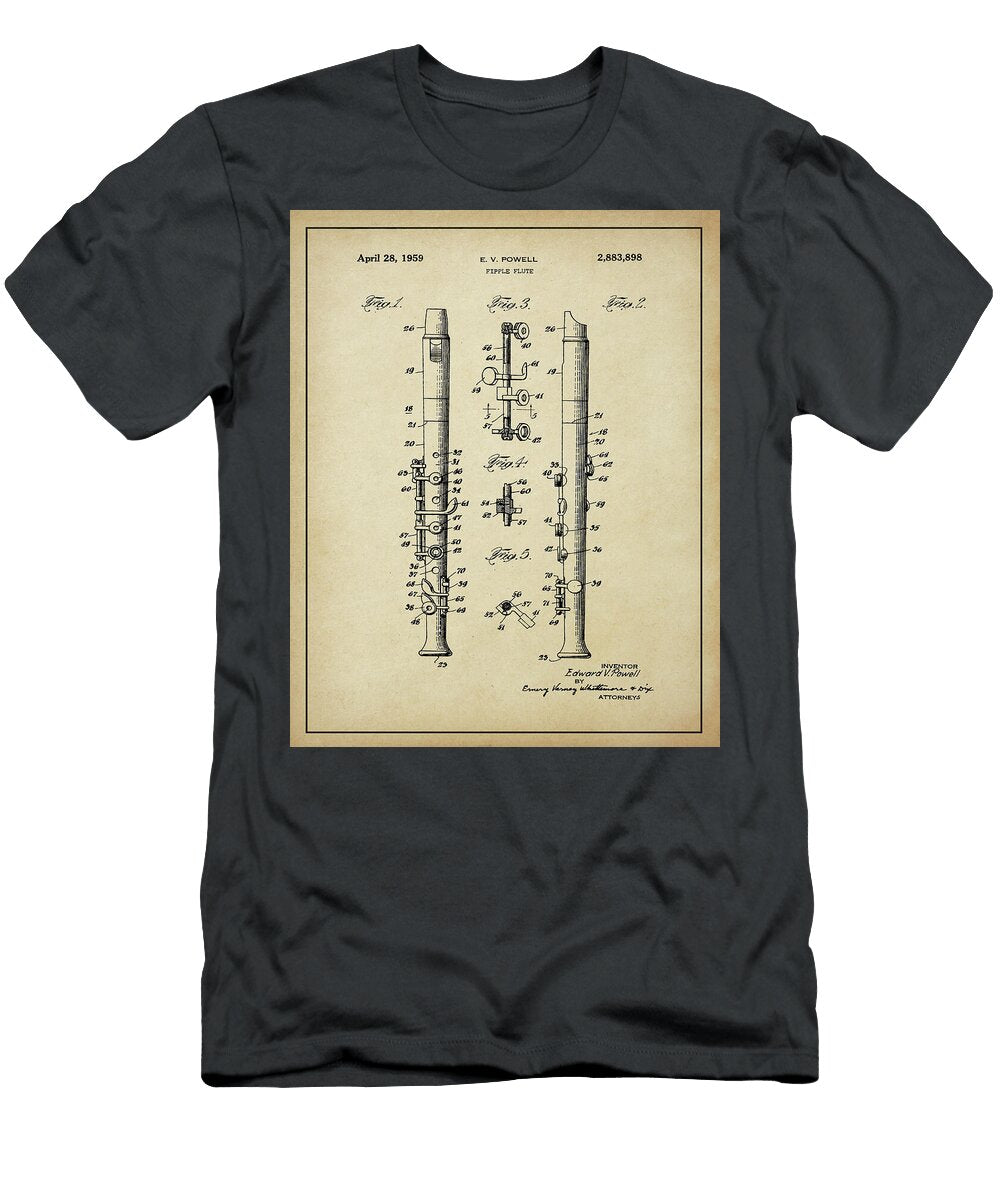 Vintage 1959 Fipple Flute Patent Dale Kincaid T-Shirt