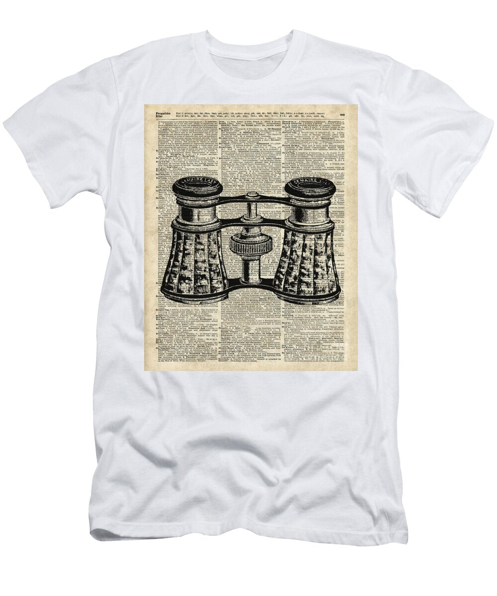 Vintage Binoculars Over Old Dictionary Page Jacob Kuch T-Shirt