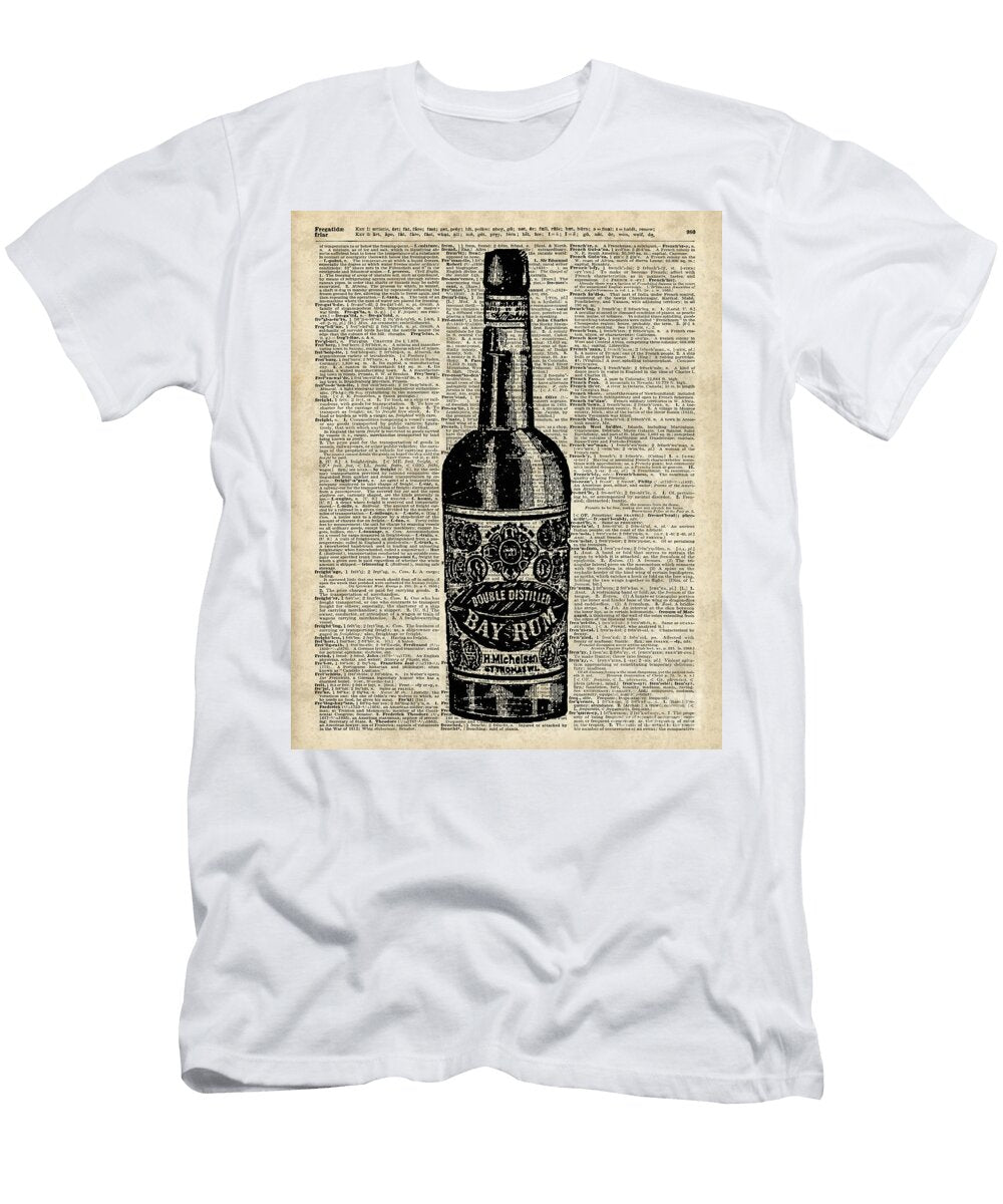 Vintage Bottle of Rum Over Antique Book Page Jacob Kuch T-Shirt