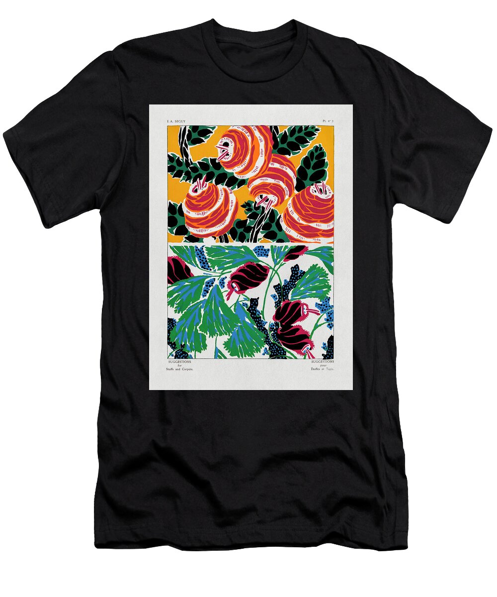 Vintage Floral Patterns Art Nouveau Flower Pochoir Stencil Prin Seguy T-Shirt