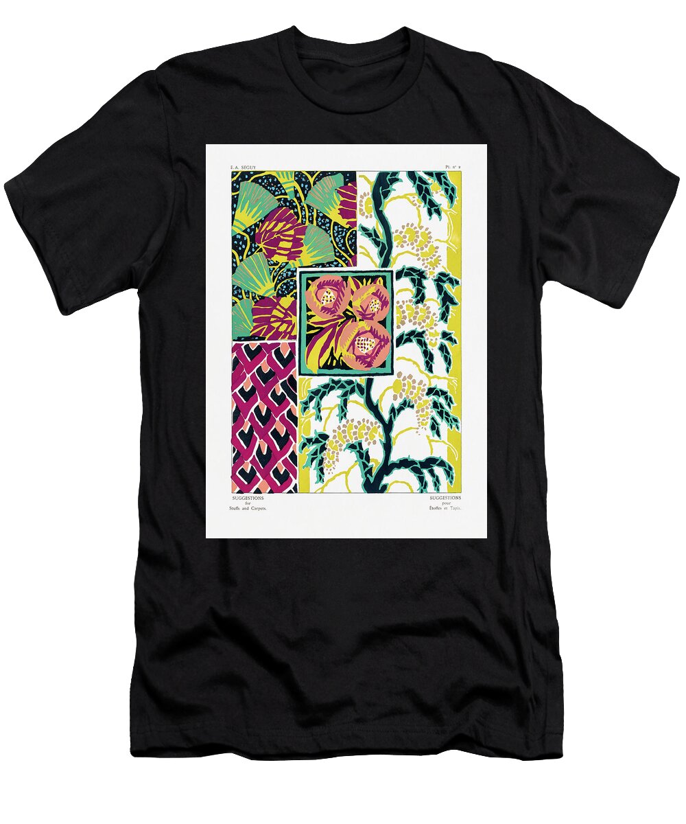Vintage Flower Patterns Elegant Art Nouveau Pochoir Stencil Pri Seguy T-Shirt