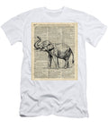 Vintage Illustration of Happy Elephant Over Old Dictionary Book Page Jacob Kuch T-Shirt
