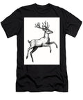 Vintage Leaping Deer Illustration on White Oscar Maller T-Shirt