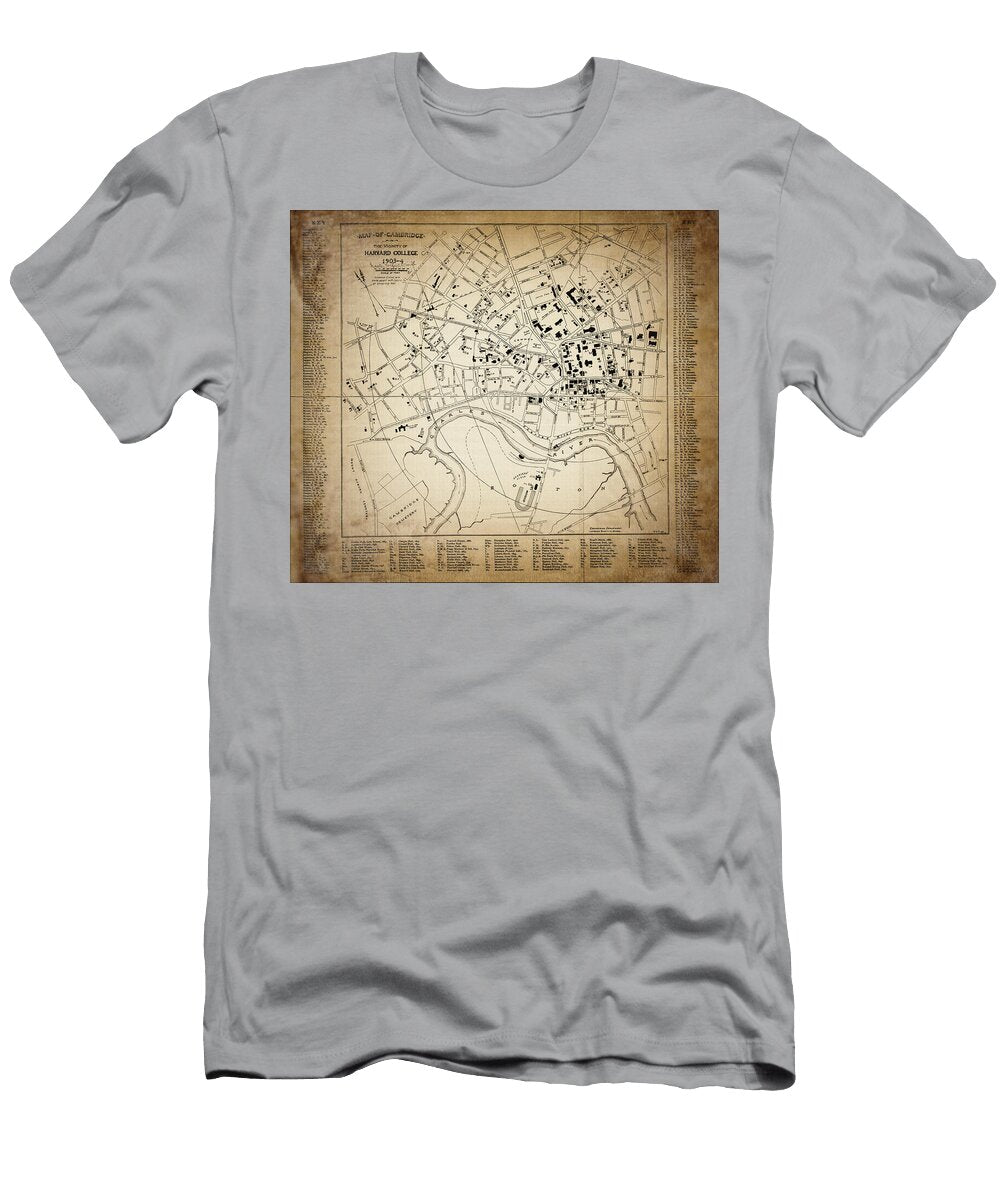 Vintage Map Cambridge Massachusetts Vicinity of Harvard College 1903 Sepia Carol Japp T-Shirt