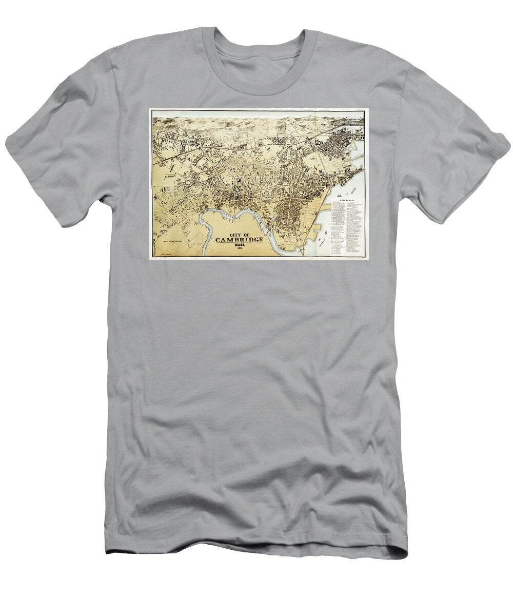 Vintage Map City of Cambridge Massachusetts 1877 Carol Japp T-Shirt