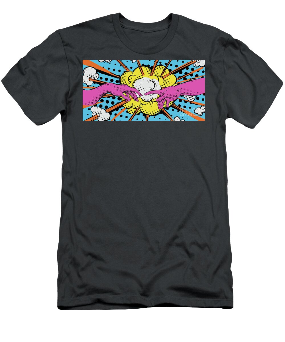Vintage Retro Comics Boom Explosion Crash with Touch Hands of Ad Domenico Condello T-Shirt