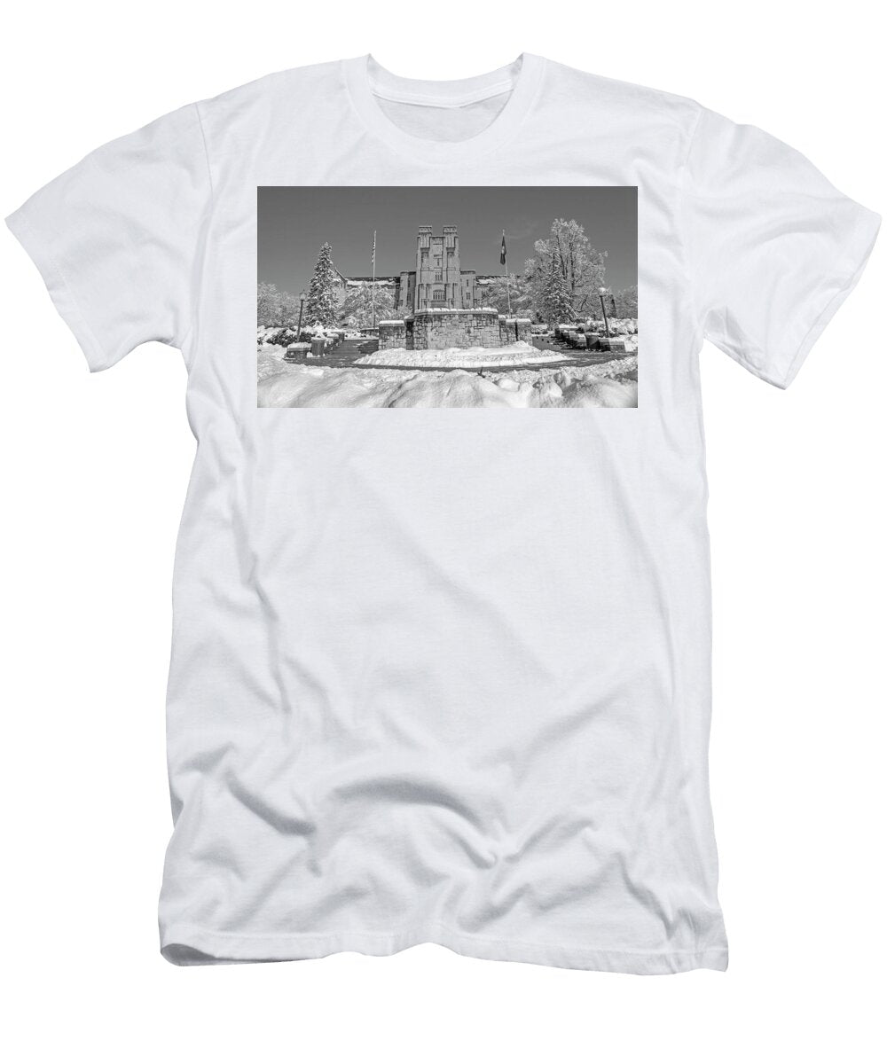 Virginia Tech Campus Burruss Hall Bw Betsy Knapp T-Shirt