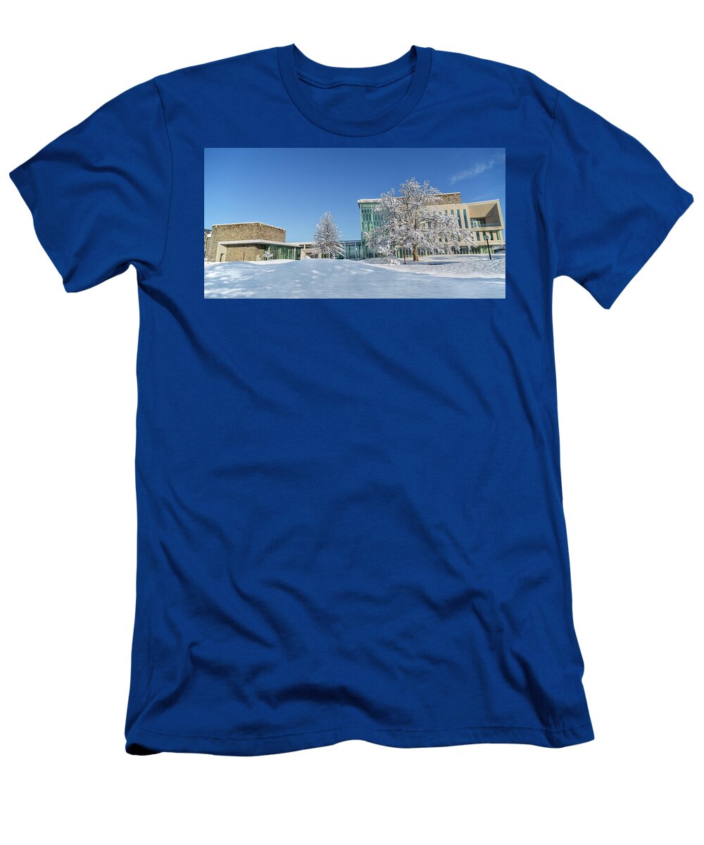 Virginia Tech Campus Moss Arts Center and Institute for Creativity Arts Technology Snowy Day Betsy Knapp T-Shirt