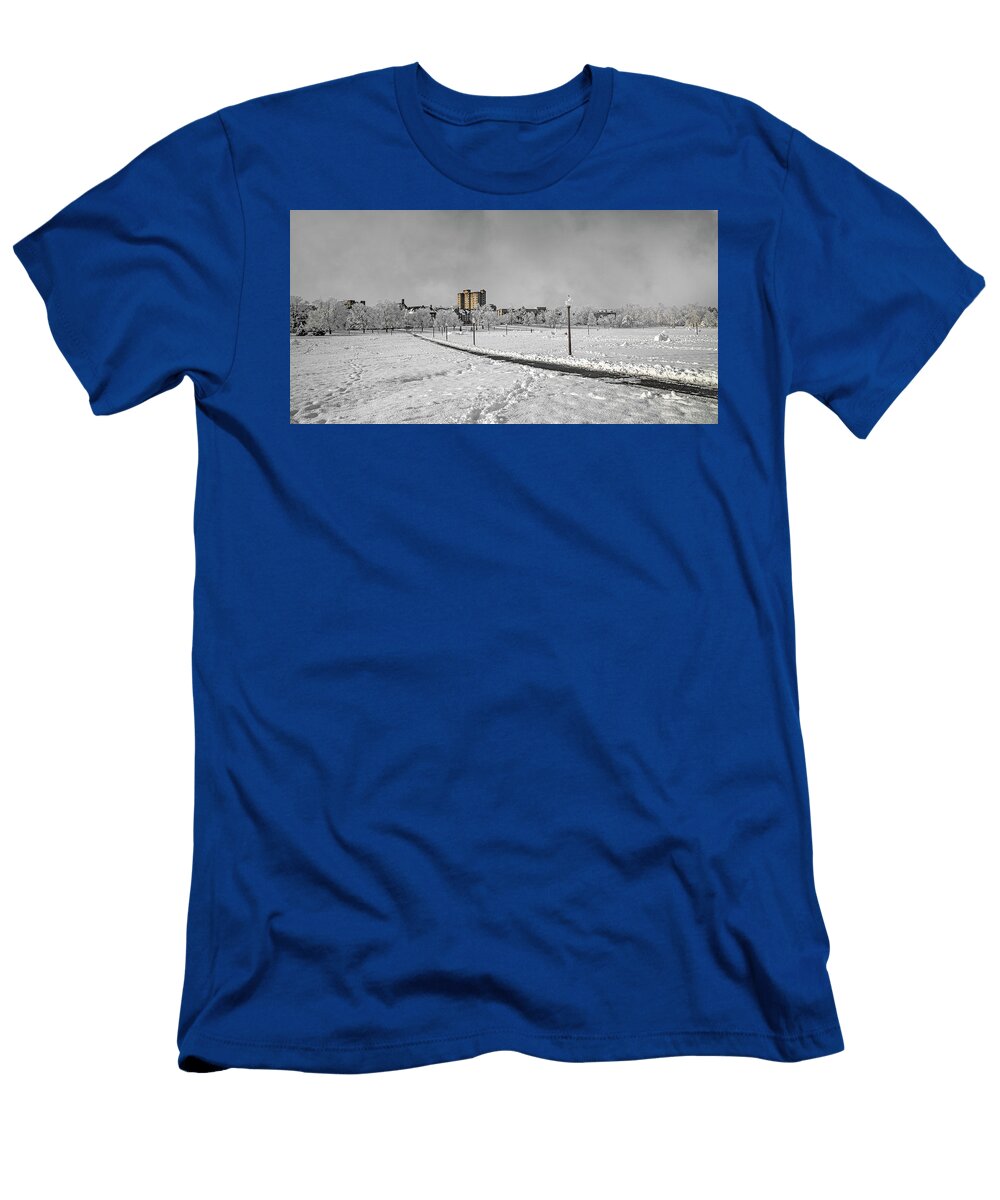 Virginia Tech Campus Snowy Dream Drill Field Betsy Knapp T-Shirt