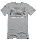 Virginia Tech Campus the Snowy Tree Bw Betsy Knapp T-Shirt