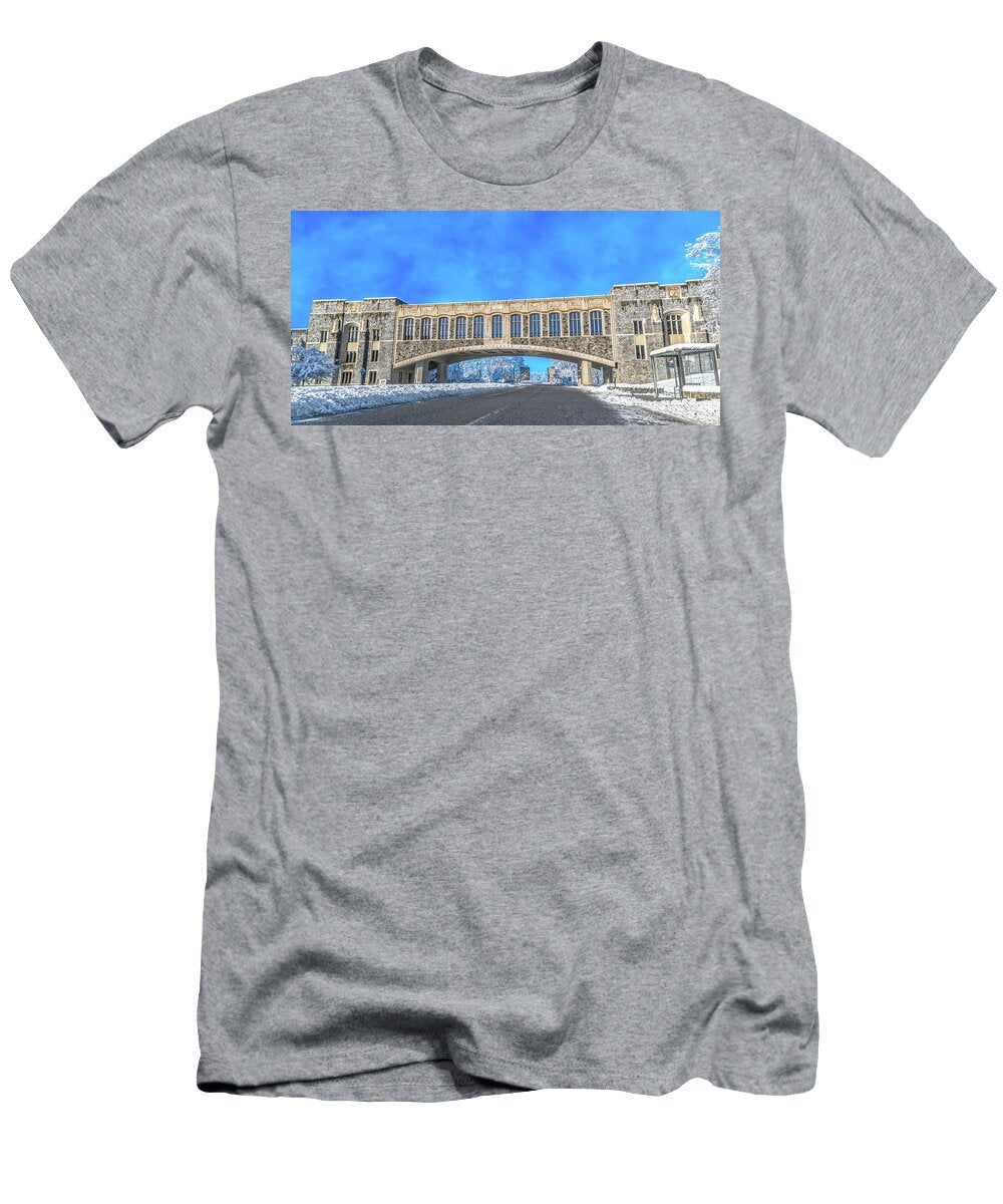 Virginia Tech Campus Torgersen Hall Snowy Day Betsy Knapp T-Shirt
