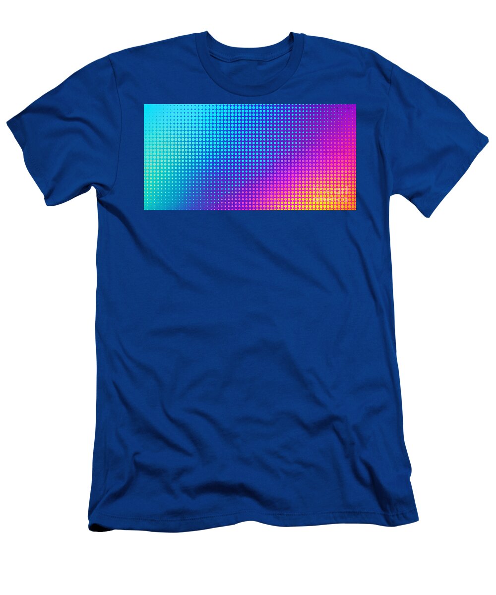 Vivid Colors Ranging From Blue to Purple to Red Transition Across a Field of Dots That Decrease Odon Czintos T-Shirt