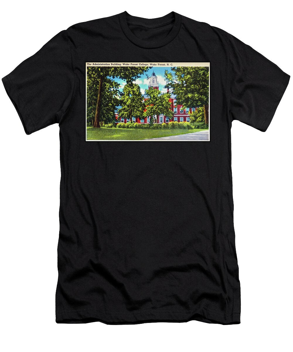 Wake Forest College Administration Building North Carolina Retro Vintage Poster Carol Japp T-Shirt