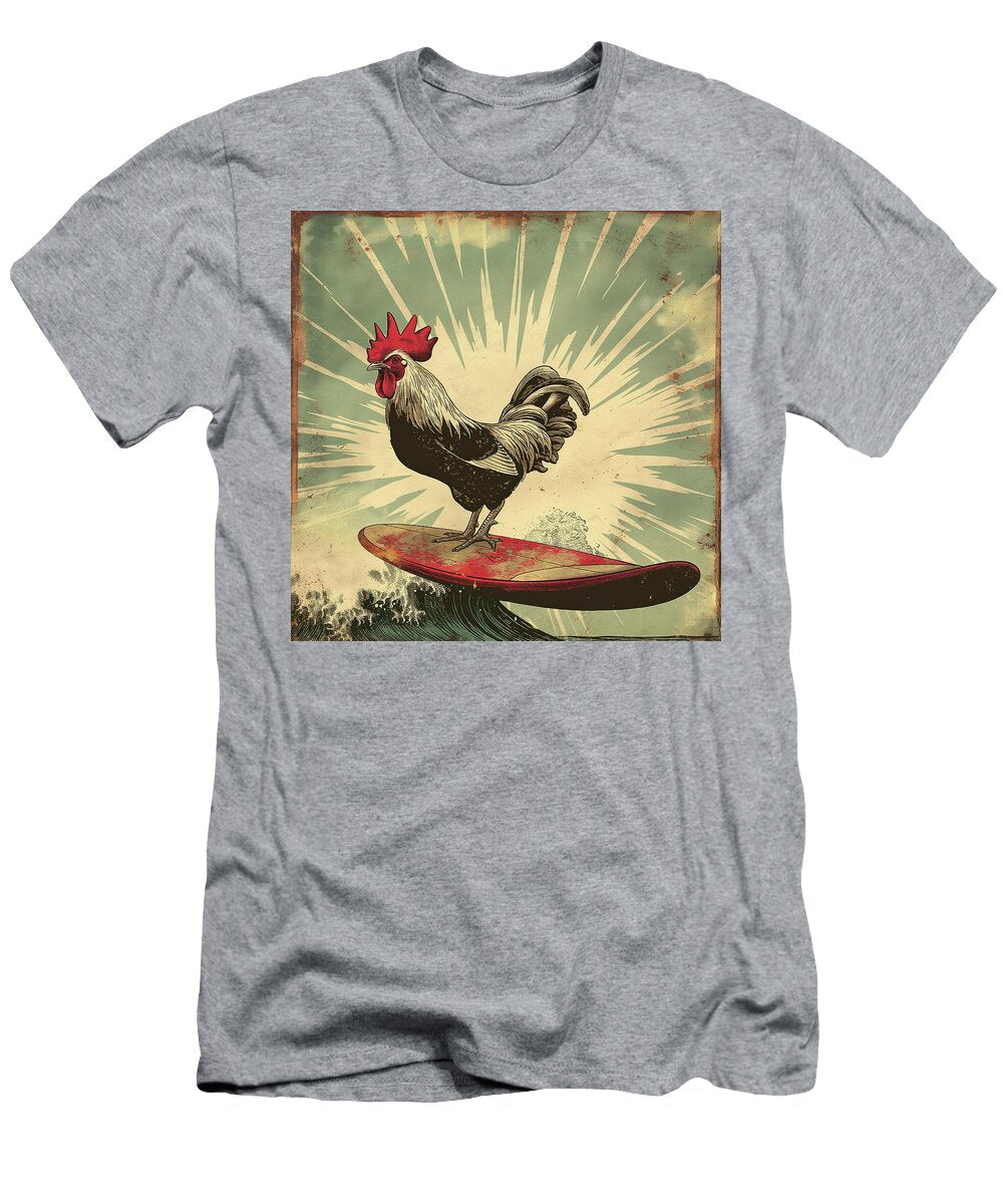Wave Surfing Rooster Comic Book Art 56 Mad Paperairplanes T-Shirt