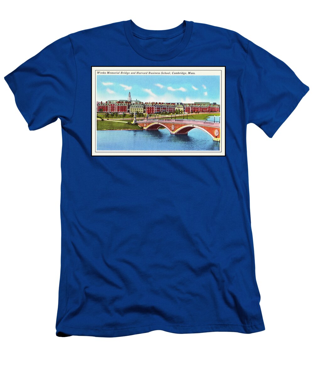 Weeks Memorial Bridge and Harvard Business School Cambridge Massachusetts Retro Vintage Poster Carol Japp T-Shirt