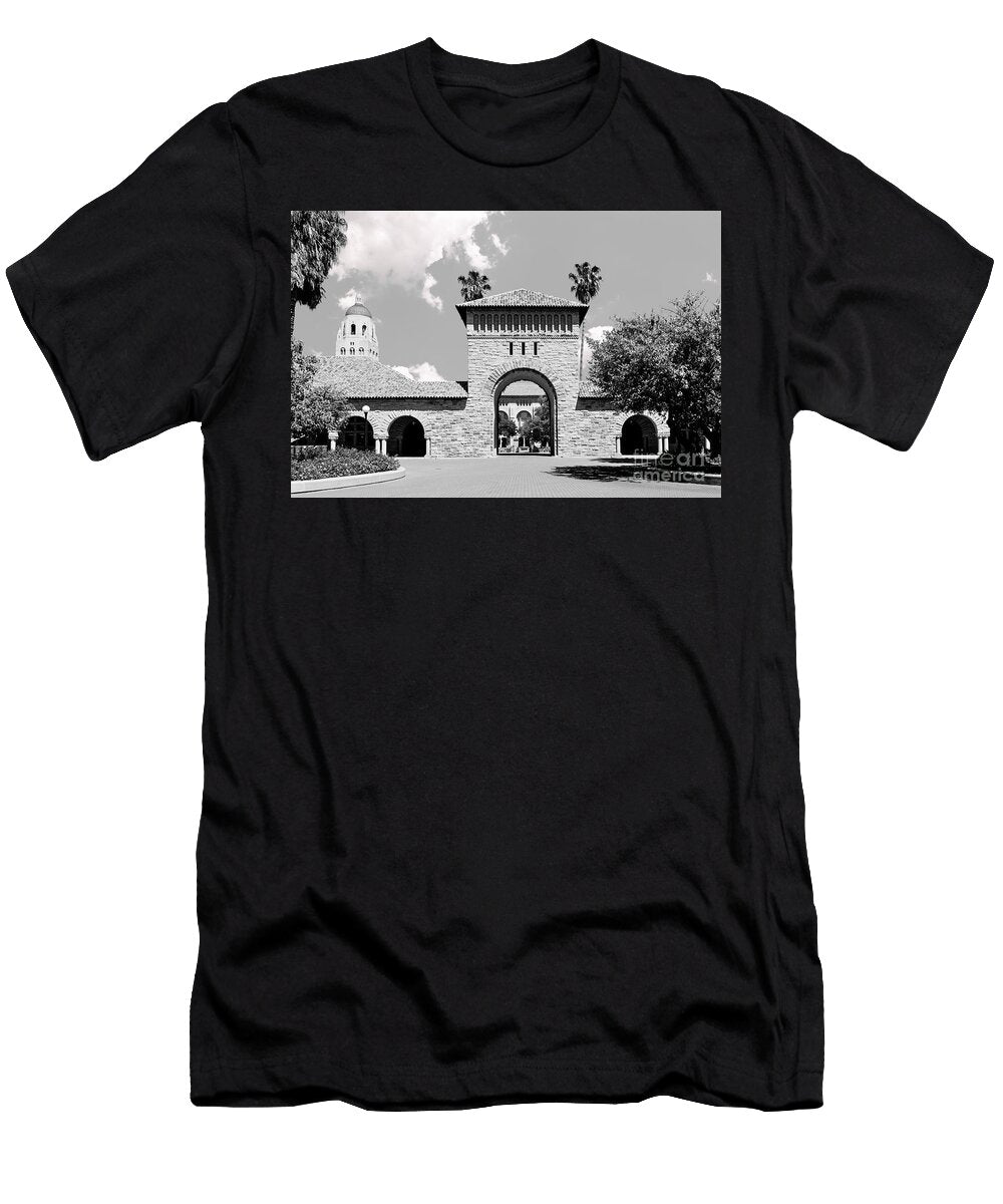 Western Prestige Stanford University Main Quad and Hoover Tower Black and White Dmr Filho T-Shirt
