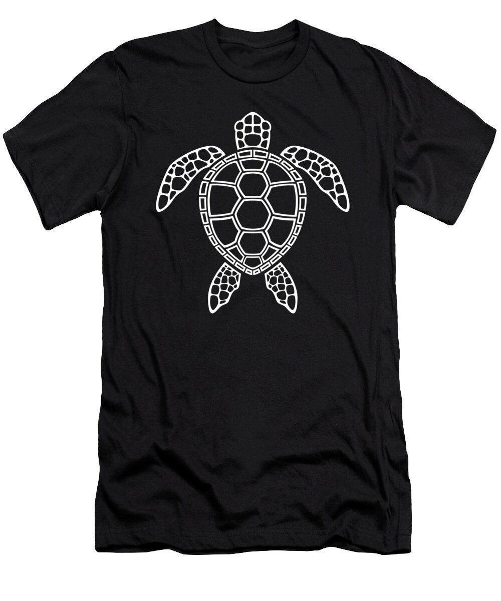 White Outline Sea Turtle Design John Schwegel T-Shirt