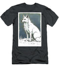 White Wolf Sitting in a Field Illustrated Against Dark Backgroun Wall Art Prints T-Shirt