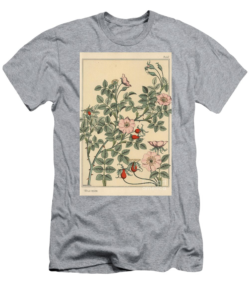 Wild Rose Botanical Study 1897 Lithograph Eugene Grasset T-Shirt