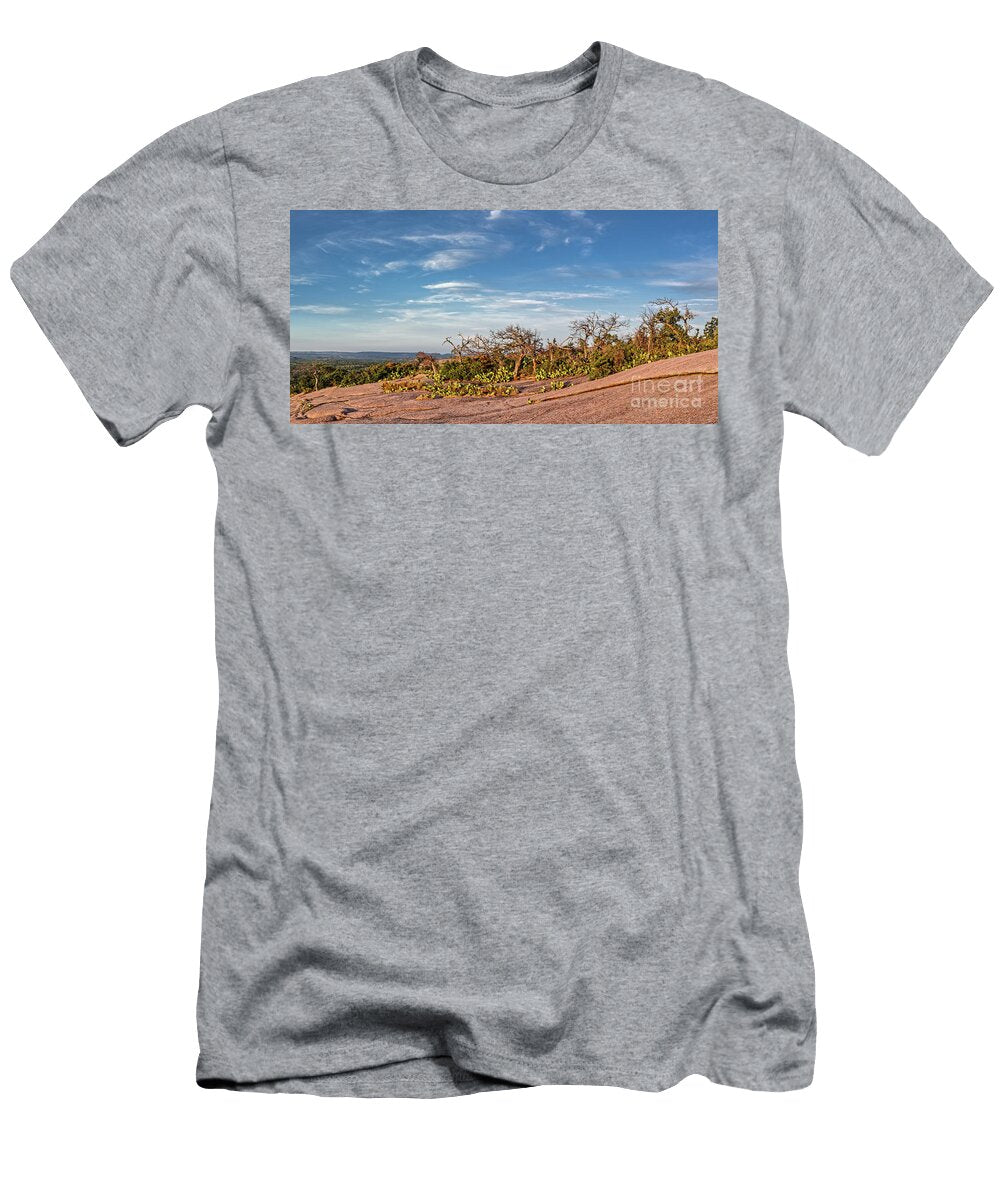 Windswept Landscape of Oaks and Prickly Pear Cacti Atop Enchanted Rock Fredericksburg Texas Silvio Ligutti T-Shirt