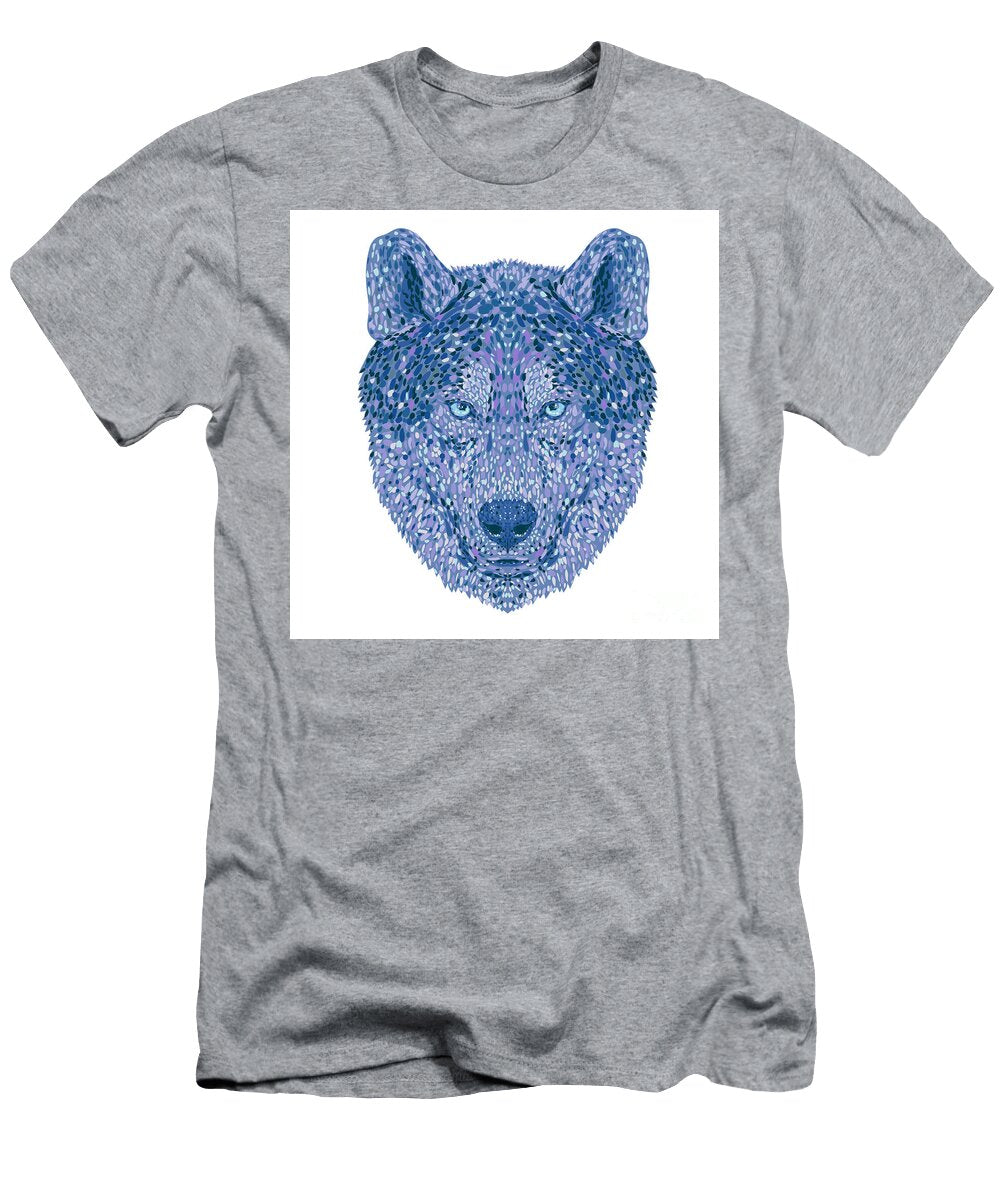 Wolf or Gray Wolf Head Front View Pointillist Impressionist Pop Art Style Aloysius Patrimonio T-Shirt
