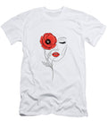 Woman Floral Face Line Art Poppy Line Art Portrait Mounir Khalfouf T-Shirt