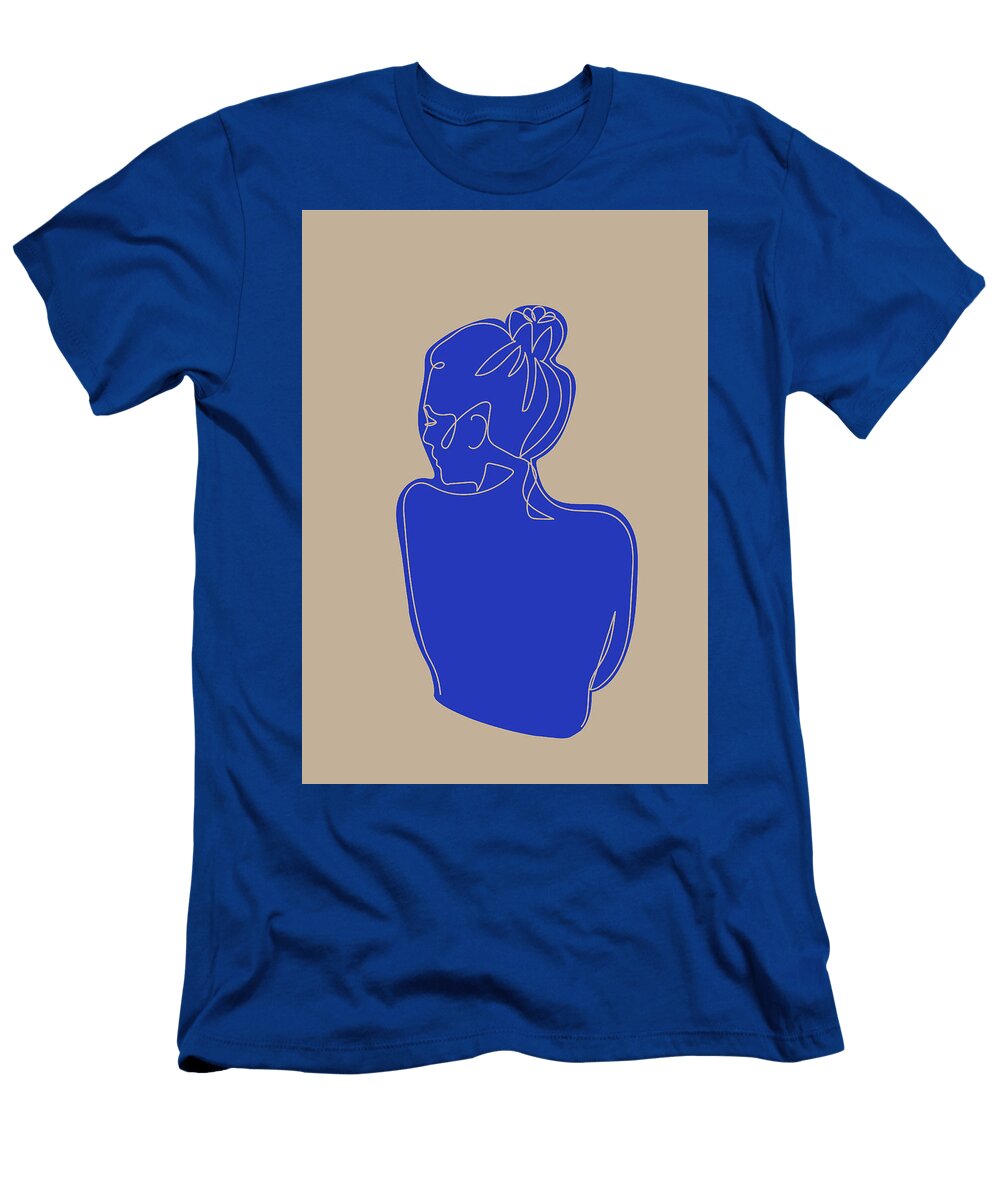 Woman in Blue Lineart Linnea Nygren T-Shirt