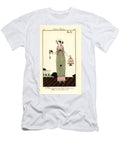 Woman in Striped Linen Dress Holding a Bird and Cage 1913 Stencil Charles Martin T-Shirt