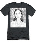 Woman Long Hair Line Drawing Black and White Pencil Drawing Woman Girl Portrait Mounir Khalfouf T-Shirt