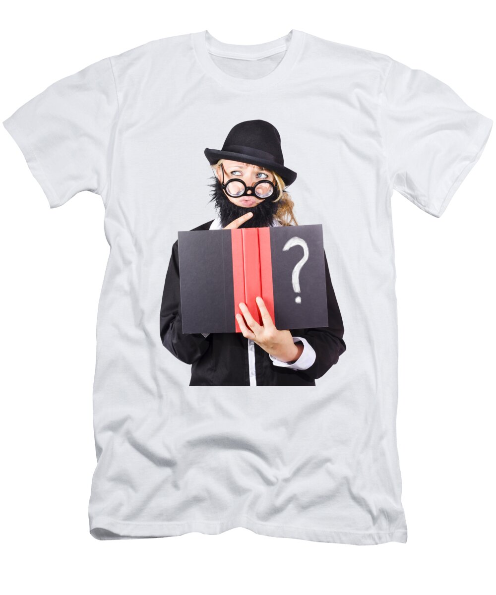Wondering Woman with Text Book Question Jorgo Photography T-Shirt