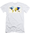 World Map 16 Yellow and Blue Art By Sharon Cummings Sharon Cummings T-Shirt